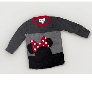 Disney Minnie Mouse Toddler Knit Sweater 18–24M Gray Red Bow